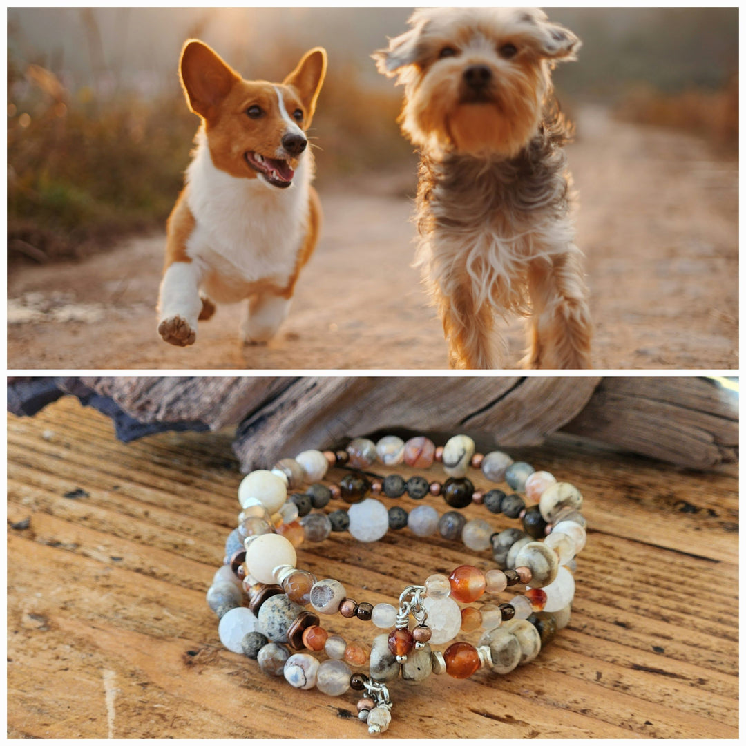 Bracelets inspired by two dogs.