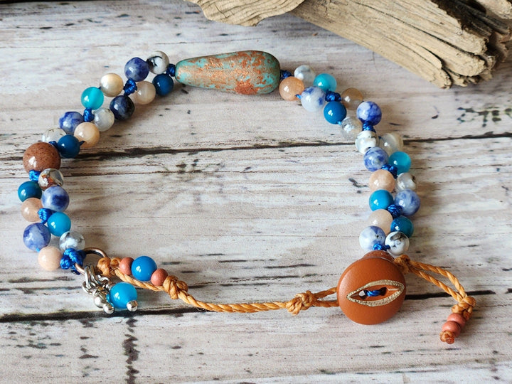 This is a photo of the Blue Brid in Flight Bracelet.